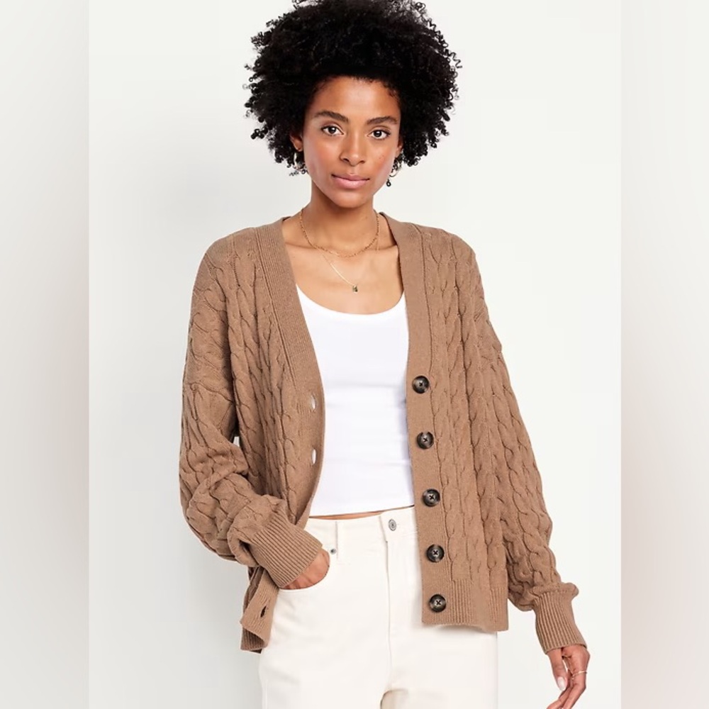 Old Navy Oversized Slouchy Cable-Knit Cardigan Sweater